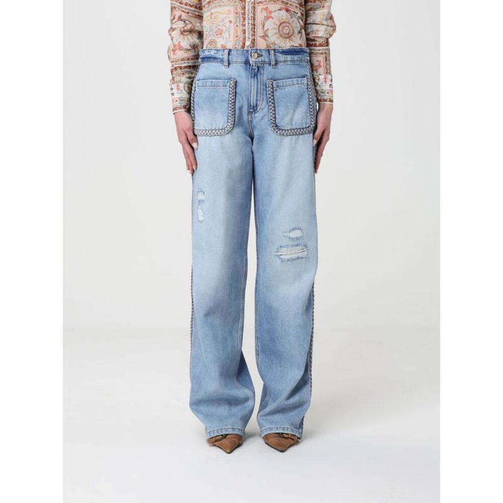 Just Cavalli Women Wide Leg Cotton Denim Jeans Just Cavalli